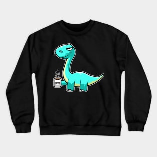 Cute Dinosaur Drinking Coffee Kawaii Neko Anime graphic Crewneck Sweatshirt